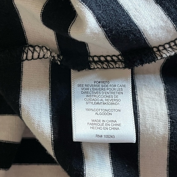 Bobeau Flutter Sleeve Striped Black & White Tee Soft T-Shirt Large - Picture 7 of 8